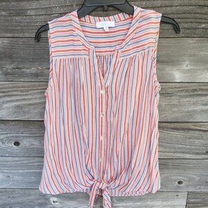New Directions red, white & blue sleeveless button down blouse size medium